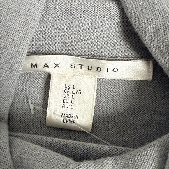 Max Studio Gray and White Striped Crewneck Sweater - Picture 3 of 4